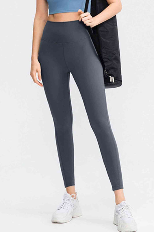 Slim Fit Wide Waistband Long Sports Pants - FitFemme.Shop