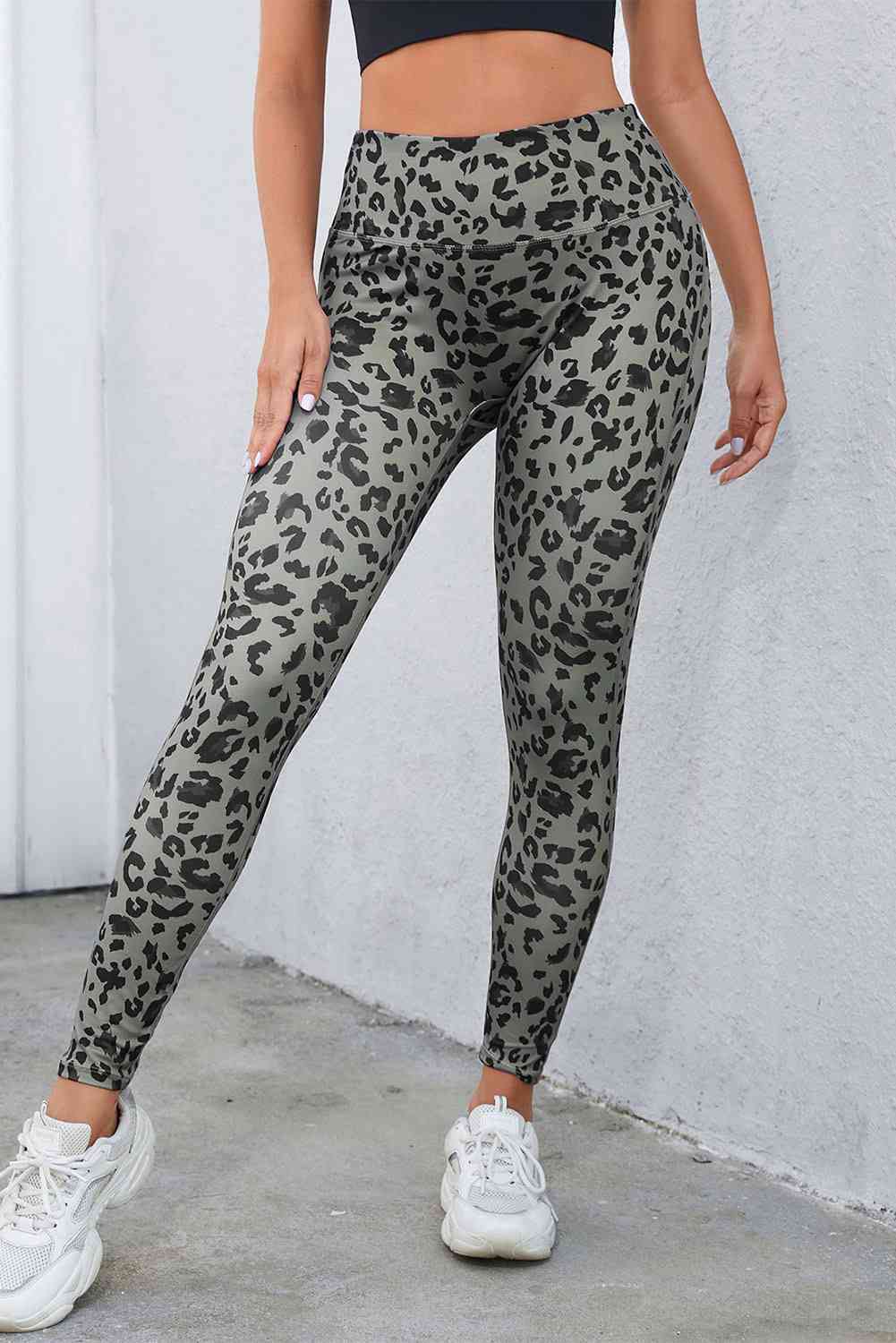 Leopard Print Wide Waistband Leggings - FitFemme.Shop