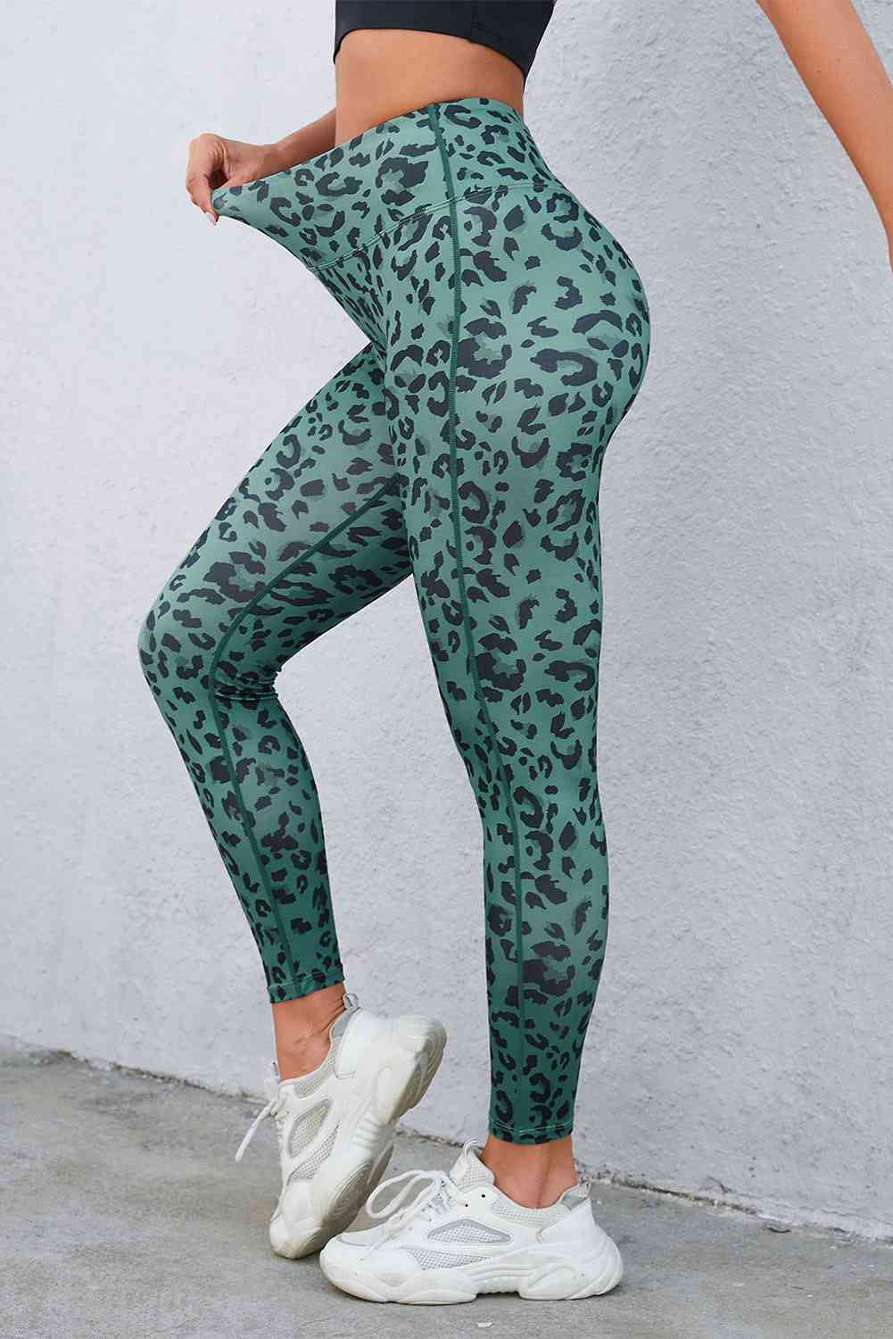 Leopard Print Wide Waistband Leggings - FitFemme.Shop