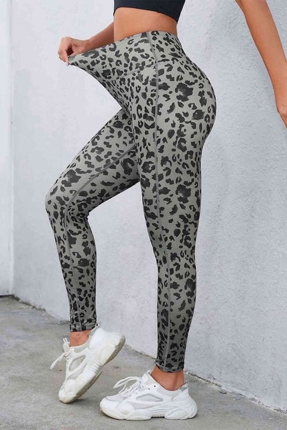 Leopard Print Wide Waistband Leggings - FitFemme.Shop