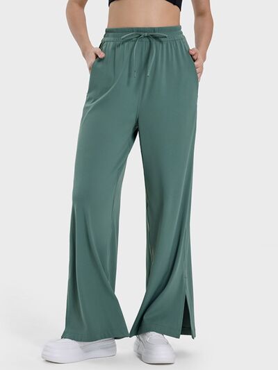 Millennia Slit Wide Leg Active Pants - FitFemme.Shop