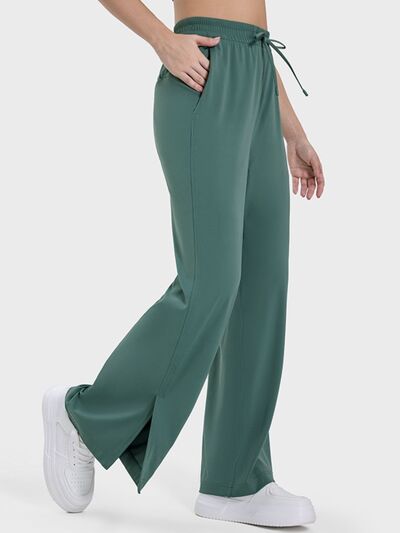 Millennia Slit Wide Leg Active Pants - FitFemme.Shop