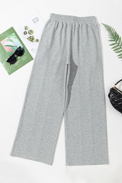 Drawstring Wide Leg Active Pants - FitFemme.Shop