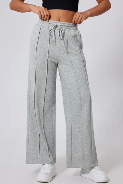 Drawstring Wide Leg Active Pants - FitFemme.Shop