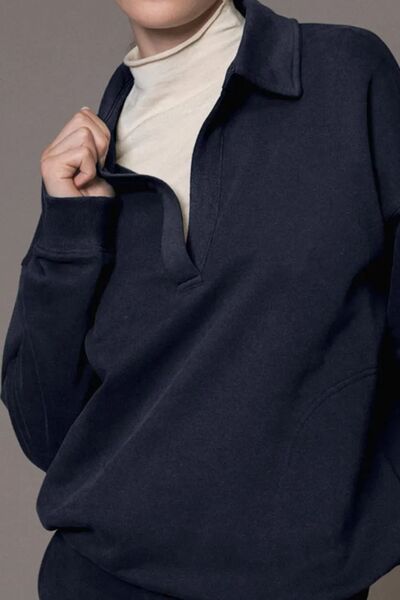 Johnny Collar Long Sleeve Top and Joggers Active Set - FitFemme.Shop