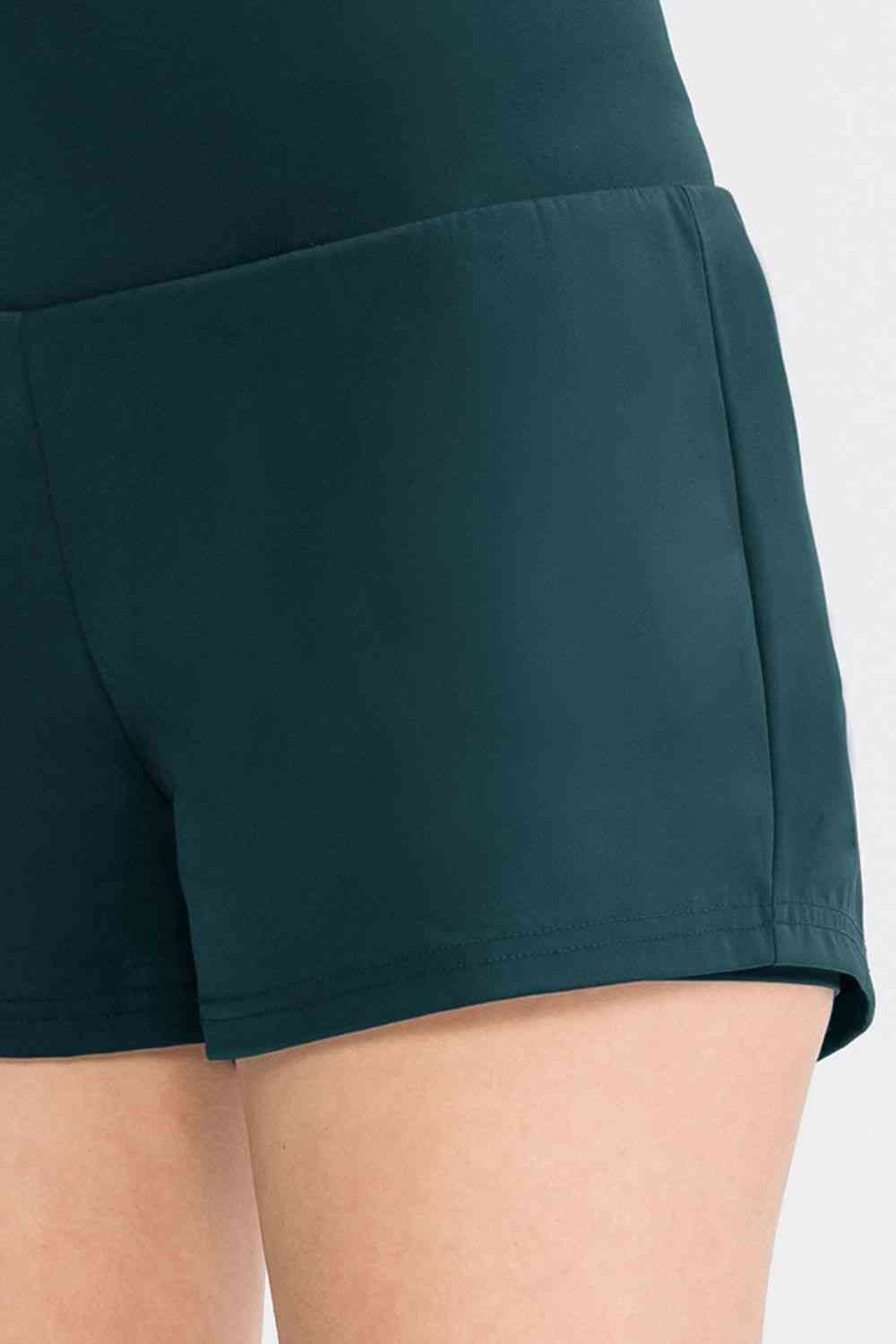 Wide Waistband Sports Shorts with Pockets - FitFemme.Shop