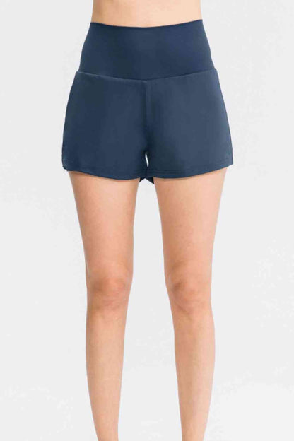 Wide Waistband Sports Shorts with Pockets - FitFemme.Shop