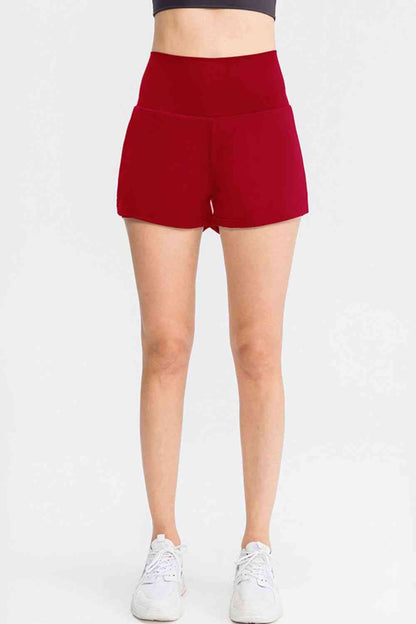 Wide Waistband Sports Shorts with Pockets - FitFemme.Shop