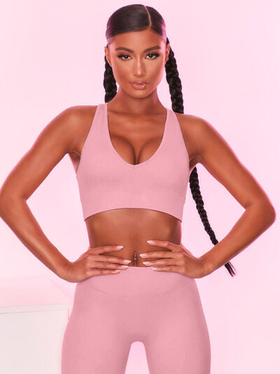 Scoop Neck Wide Strap Active Bra - FitFemme.Shop