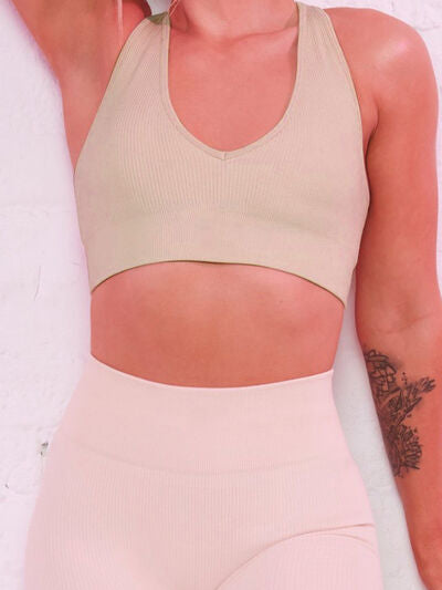 Scoop Neck Wide Strap Active Bra - FitFemme.Shop