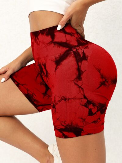 Tie-Dye High Waist Active Shorts - FitFemme.Shop