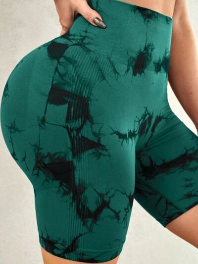 Tie-Dye High Waist Active Shorts - FitFemme.Shop
