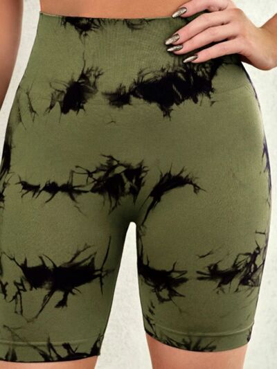 Tie-Dye High Waist Active Shorts - FitFemme.Shop