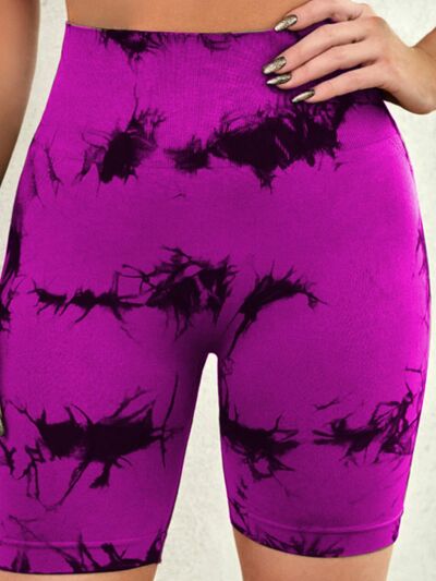 Tie-Dye High Waist Active Shorts - FitFemme.Shop