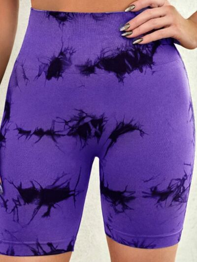 Tie-Dye High Waist Active Shorts - FitFemme.Shop