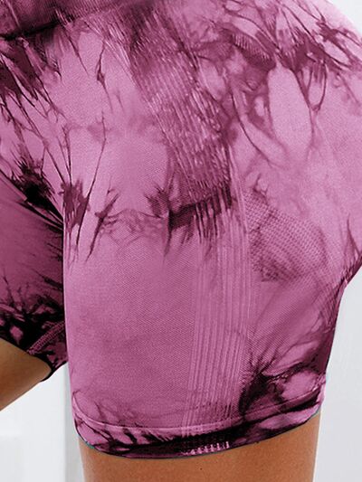 Tie-Dye High Waist Active Shorts - FitFemme.Shop