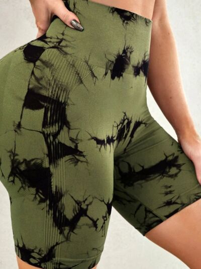 Tie-Dye High Waist Active Shorts - FitFemme.Shop
