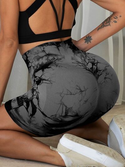Tie-Dye High Waist Active Shorts - FitFemme.Shop