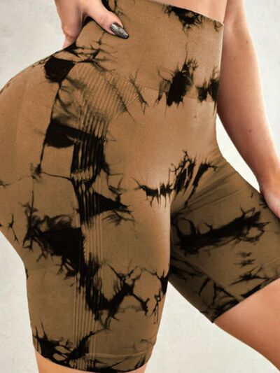 Tie-Dye High Waist Active Shorts - FitFemme.Shop