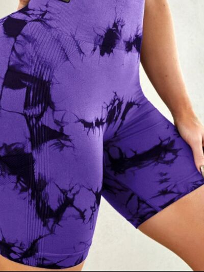Tie-Dye High Waist Active Shorts - FitFemme.Shop