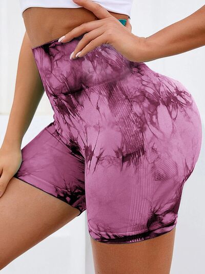 Tie-Dye High Waist Active Shorts - FitFemme.Shop
