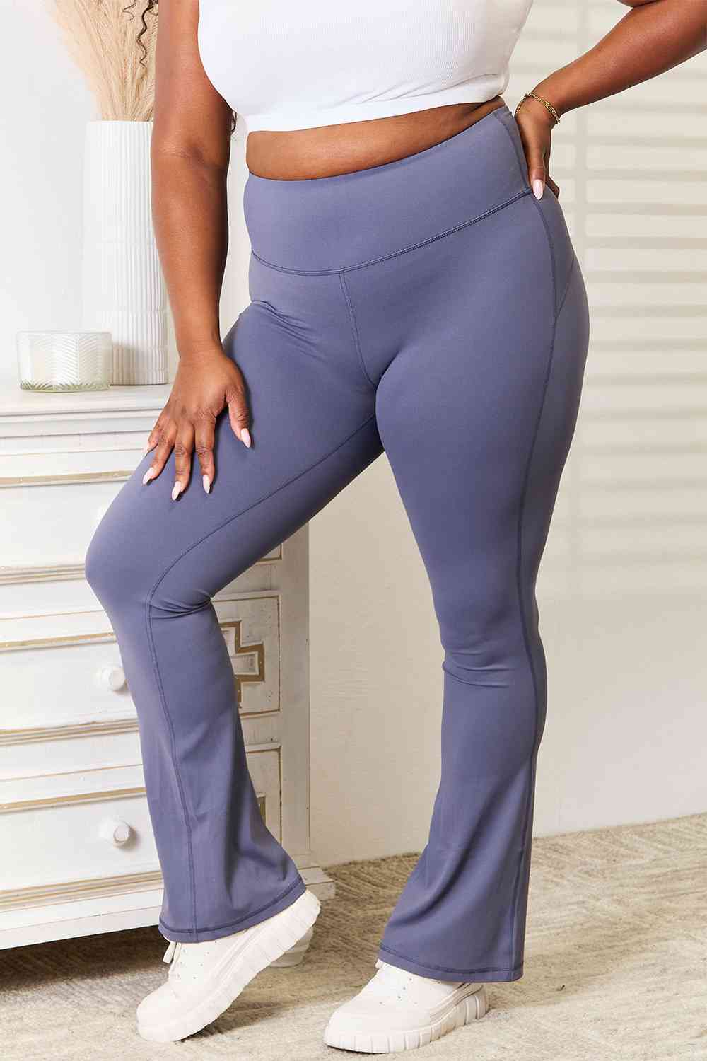 Millennia Basic Bae Wide Waistband Bootcut Sports Pants - FitFemme.Shop