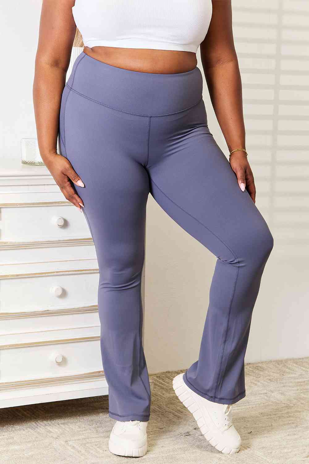 Millennia Basic Bae Wide Waistband Bootcut Sports Pants - FitFemme.Shop