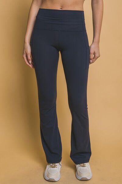 Love Tree High Waist Flare Active Leggings with Side Pockets - FitFemme.Shop