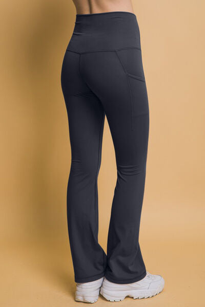 Love Tree High Waist Flare Active Leggings with Side Pockets - FitFemme.Shop