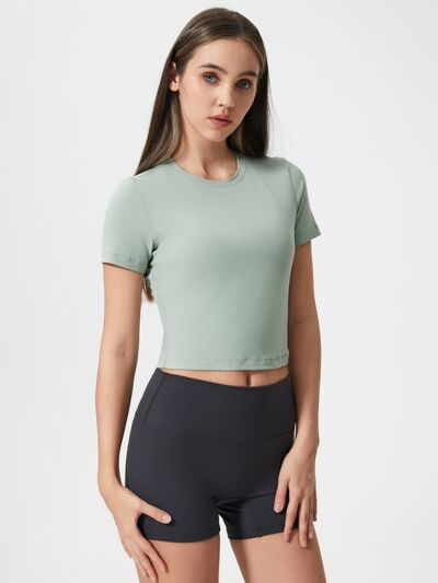 Millennia Round Neck Short Sleeve Active T-Shirt - FitFemme.Shop
