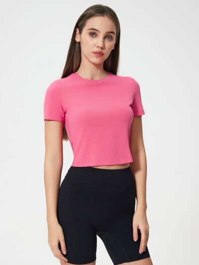 Millennia Round Neck Short Sleeve Active T-Shirt - FitFemme.Shop