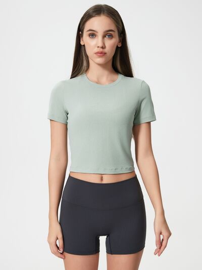 Millennia Round Neck Short Sleeve Active T-Shirt - FitFemme.Shop