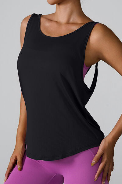 Crisscross Round Neck Active Tank - FitFemme.Shop