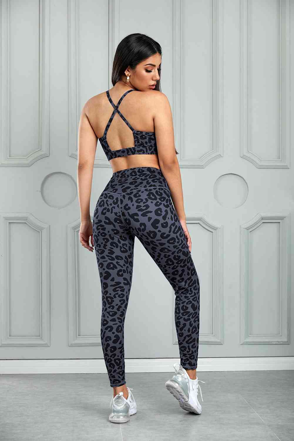 Leopard Cutout Sports Bra and Leggings Set - FitFemme.Shop