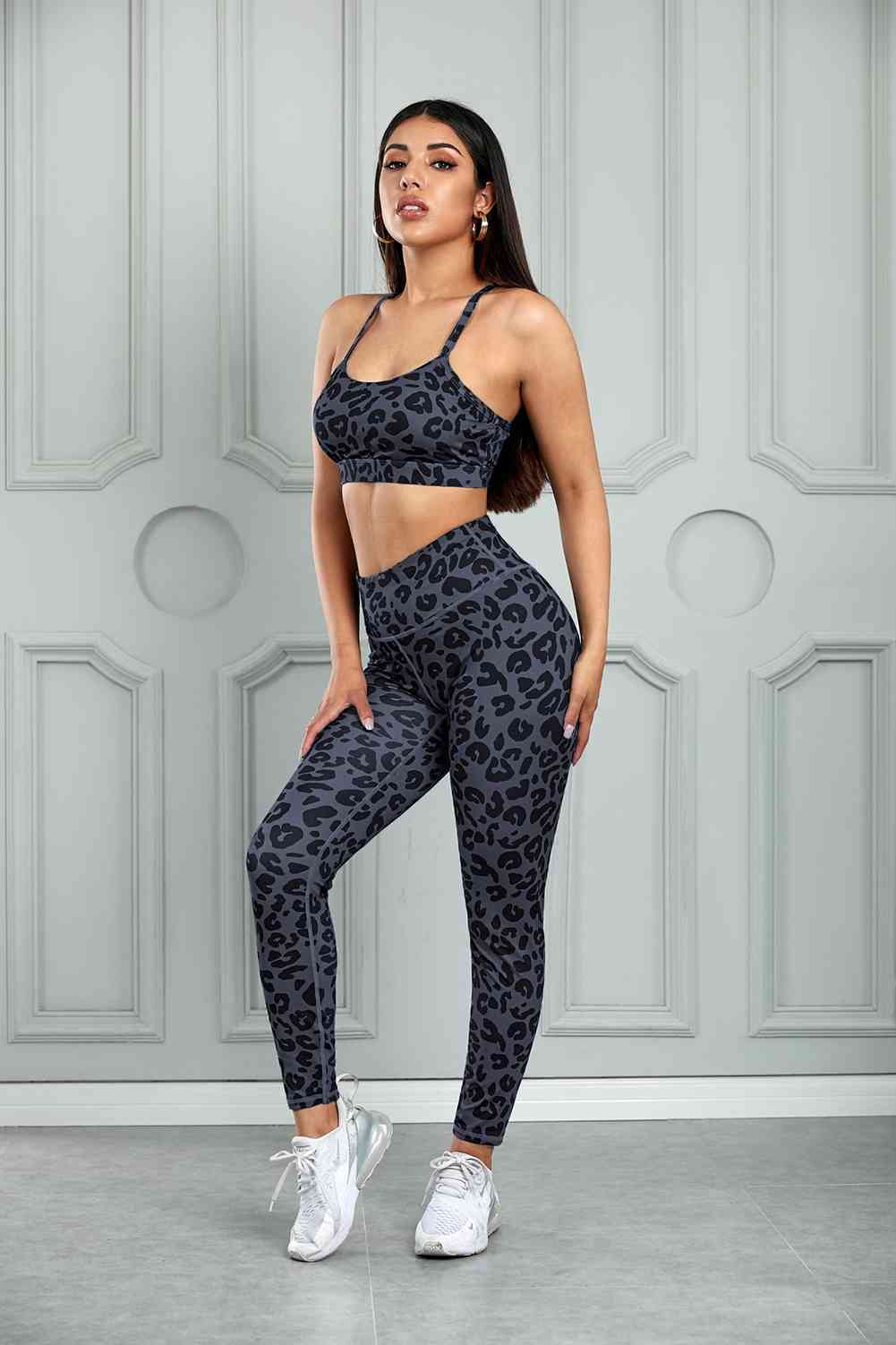 Leopard Cutout Sports Bra and Leggings Set - FitFemme.Shop