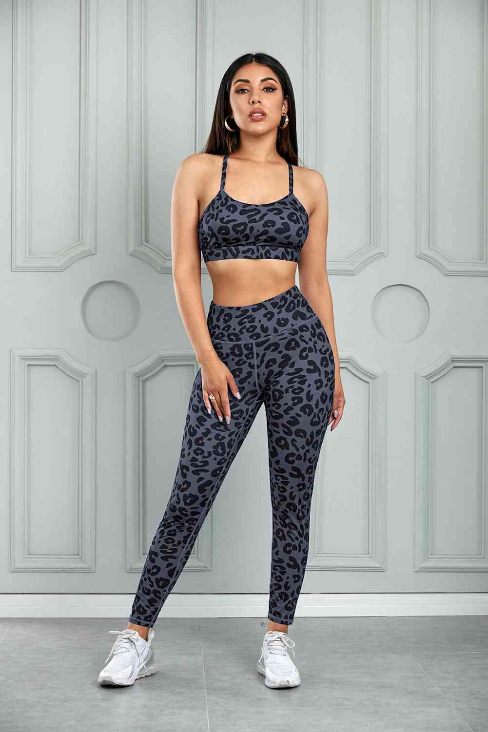 Leopard Cutout Sports Bra and Leggings Set - FitFemme.Shop