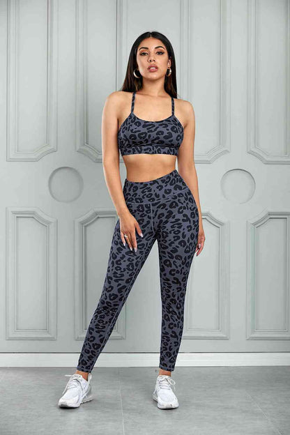 Leopard Cutout Sports Bra and Leggings Set - FitFemme.Shop