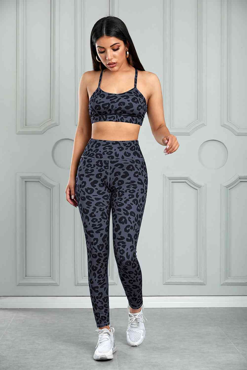 Leopard Cutout Sports Bra and Leggings Set - FitFemme.Shop