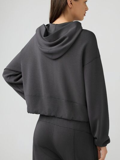 Millennia Zip Up Dropped Shouder Active Hooded - FitFemme.Shop