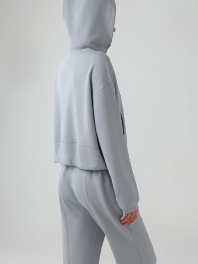 Millennia Zip Up Dropped Shouder Active Hooded - FitFemme.Shop