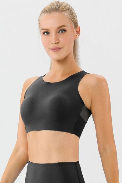 Round Neck Wide Strap Active Bra - FitFemme.Shop