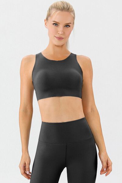Round Neck Wide Strap Active Bra - FitFemme.Shop