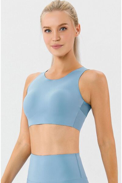 Round Neck Wide Strap Active Bra - FitFemme.Shop