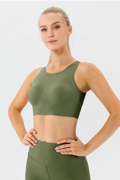 Round Neck Wide Strap Active Bra - FitFemme.Shop
