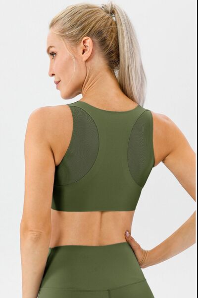 Round Neck Wide Strap Active Bra - FitFemme.Shop