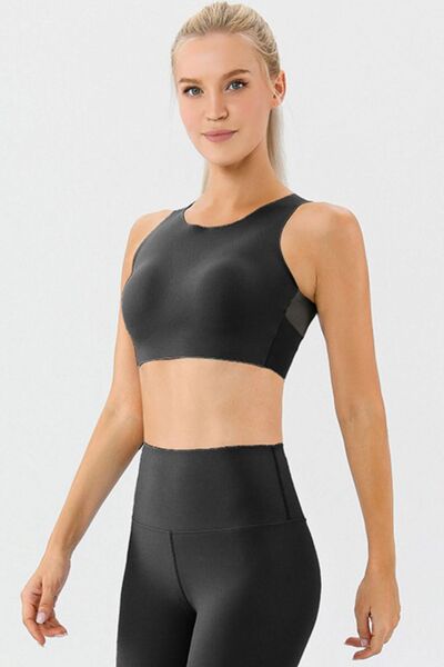 Round Neck Wide Strap Active Bra - FitFemme.Shop