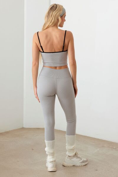 Le Lis Ribbed Crop Cami and High Waist Brushed Leggings Set - FitFemme.Shop