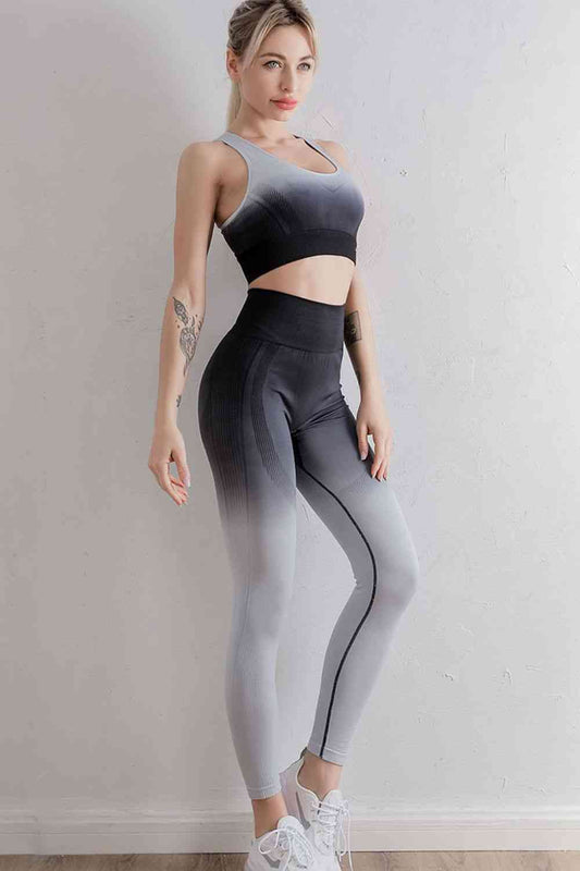 Gradient Sports Bra and Leggings Set - FitFemme.Shop