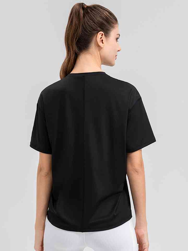 Round Neck Short Sleeve Active Top - FitFemme.Shop