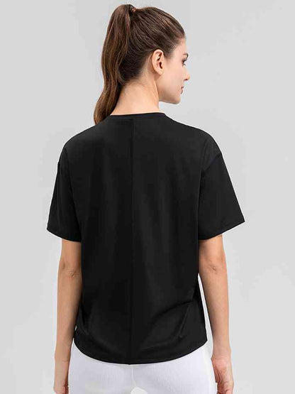 Round Neck Short Sleeve Active Top - FitFemme.Shop